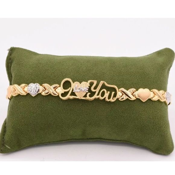 Jewelry - NEW Real 925 Gold I Love You Xo Bracelet 7.5” Gift